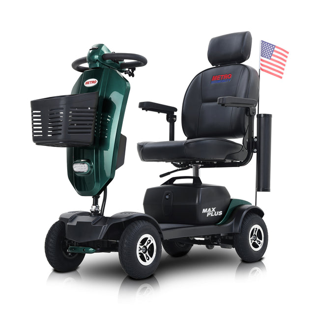 MAX PLUS EMERALD Wheels Outdoor Compact Mobility Scooter with 2pcs*20AH Lead acid Battery, 16 Miles, Cup Holders & USB charger Port
