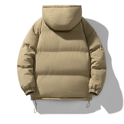 Men's Hoodie Coat Winter Fashion Solid ZIp-up Thickened Cotton-padded Jacket Casual Warm Outwear Top Clothing