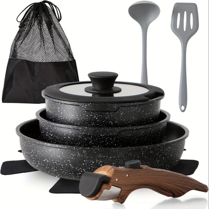 Nonstick Kitchen Cookware Sets Detachable Handle,