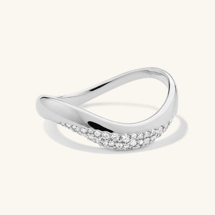 Irregular Wave Zircon Diamond-Inlaid Minimalist All-Match Light-Luxury Ring
