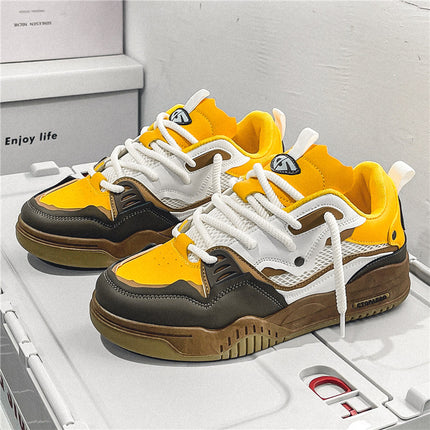 Men'S Fashionable and Versatile Casual Flat Sports Shoes Microfiber Upper, PVC Sole, Lace Closure,