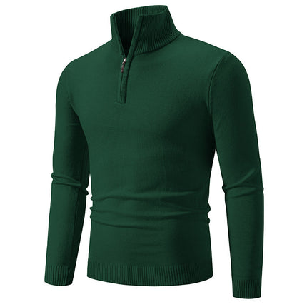 Zip-up Turtleneck Pullover Men's Long Sleeved Sweater