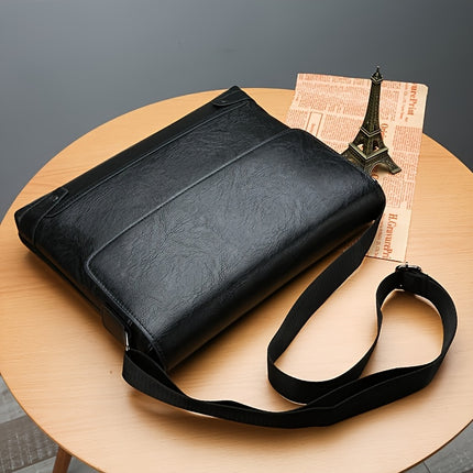 New Style Shoulder Bag, Casual Vintage Horizontal Briefcase, Large Capacity Crossbody Bag,