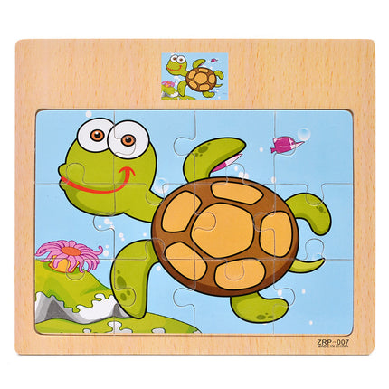 Wooden 12-piece Puzzle Puzzle Infant Children Early Childhood Educational Toys Animal Transportation Wooden Puzzle Toy
