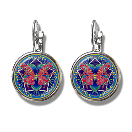 Mandala Art Picture Earrings Crystal Yoga Earrings