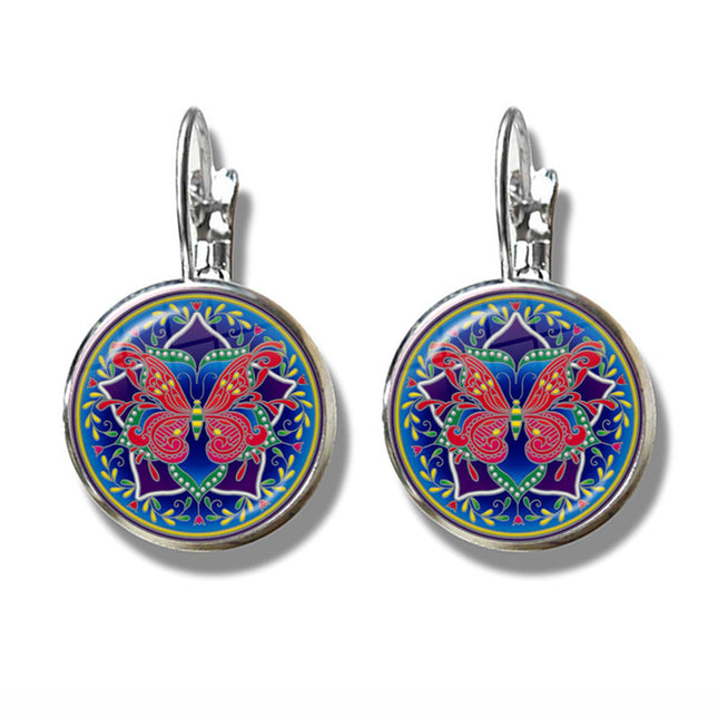 Mandala Art Picture Earrings Crystal Yoga Earrings
