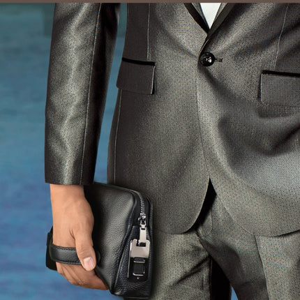 Mens Wallet Fingerprint Lock Bag First Layer Cowhide Business Handbag