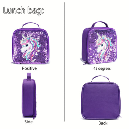 Girl's Mermaid Unicorn Backpack, Elementary School Students' Cartoon Cute Children's Backpack,