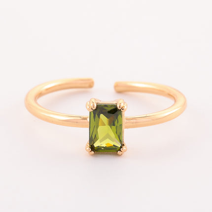 Retro Color Zircon 12th Birthday Stone Ring Simple Bracelet Ring