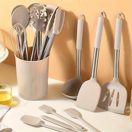17pcs,Silicone Cooking Utensil Set, Heat Resistant Silicone Cooking Kitchen Utensils Set, Non-stick