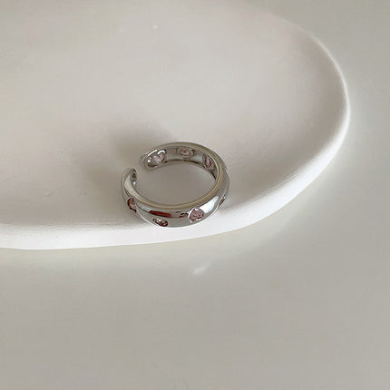 Charming Sweet Zircon Heart-shaped Ring For Girls