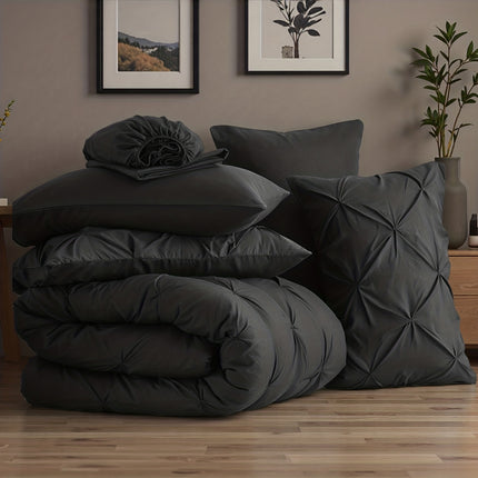 5/7pcs Luxury Bedding Set - Ultra-Soft Fluffy Fiber Fill, All-Season Queen Size Bed Comforter, Flat Sheet