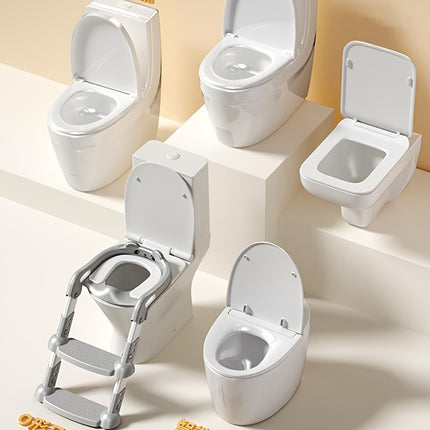 Complete Potty Training Set with Baby Potty Chair & 2-Step Ladder - Adjustable Height Toilet with Stickers,