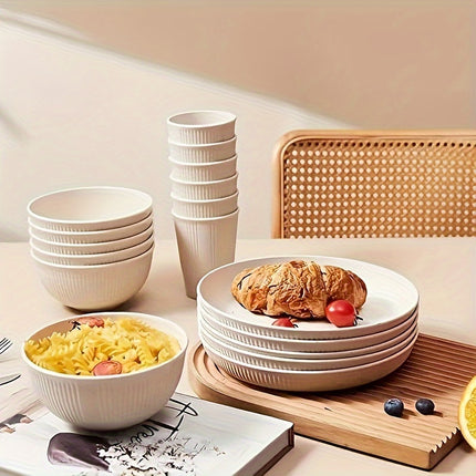 18pcs Durable Holiday-Themed Dinnerware Set, Black Plates, Bowls, and Cups, Dishwasher