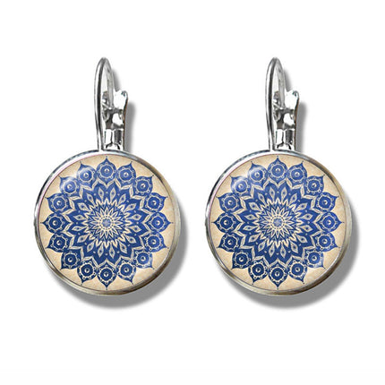 Mandala Art Picture Earrings Crystal Yoga Earrings