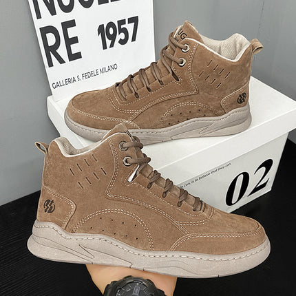 Men'S & Women'S Large Size Retro High-Top Sneakers - Chunky Platform Sole, Round Toe,