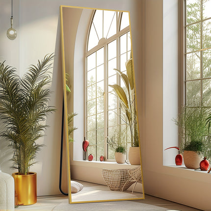 Tall Mirror With Stand, Tall Full Body Mirror, Hanging Or Leaning For Wall, Aluminum