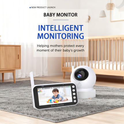 720P Monitor with Camera & Audio | 12-in-1: Infrared Night Vision, Two-Way Talk, Temperature Alert,