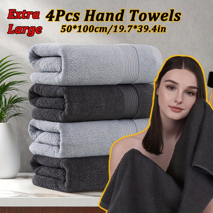 4pcs Cotton Towel Set, 4pcs Extra Large 50*100cm Hand Towels, solid color,