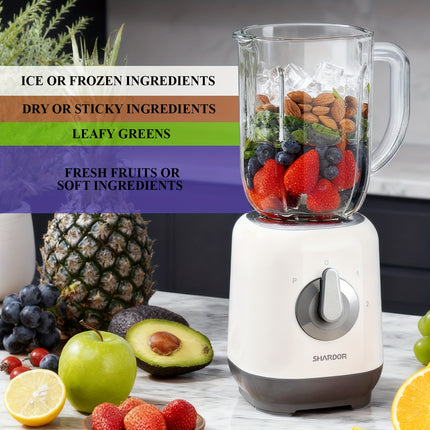 Juicer Blender 700W Fruit and Vegetable Blender Smoothie Maker with 6 Stainless Steel Blades, 1L