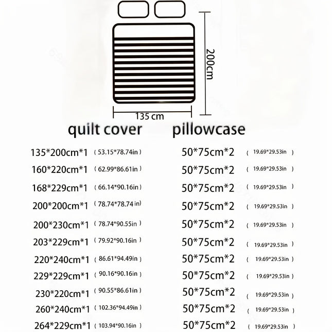 3pcs Geometric Print Duvet Cover Set - Soft, Breathable Polyester, All-Season Comforter with Zip Closure