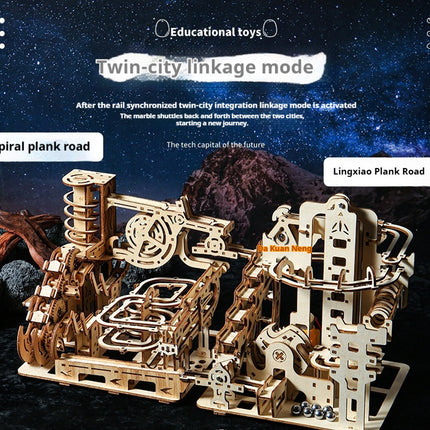 3D Puzzle Track Marble Model Wooden Assembly 3D DIY Toy Ornament