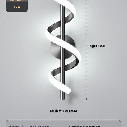 Bedroom Bedside Wall Lamp Creative Minimalist Spiral Corridor Aisle Hallway Lamp