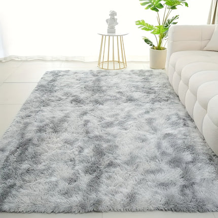 1pc, Tie-Dye Water Gray Long Plush Mat, Upgraded Soft and Comfortable Premium