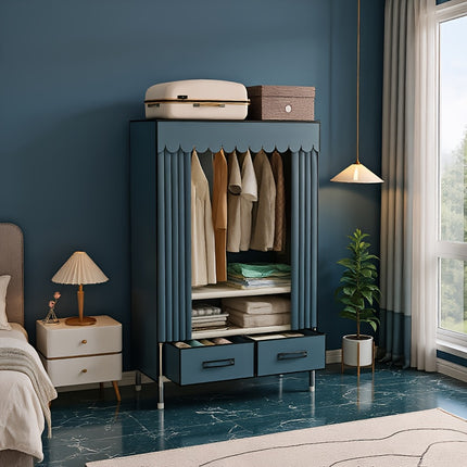 A Large-Capacity Standalone Wardrobe Storage Cabinet with Shelves And Hooks