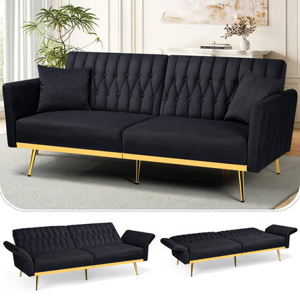 Sofa Bed Featuring Adjustable Arm And Back Rests, a Cozy Futon Loveseat with a Button-Tufted Style,