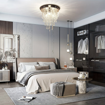 1pc Mini Crystal Flushmount Chandelier Fixture, Crystal Ceiling Lamp, Elegant Modern Flush Mount Ceiling Light