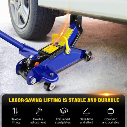 Hydraulic Rolling Heavy-Duty Jack - 2 Tons - Low Profile - for Car, Utility & Garage - Tire Repair/Repair