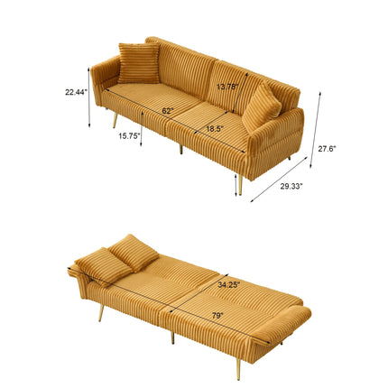 Sofa Bed with Collapsible Armrests, Ideal for Living Areas And Compact Spaces
