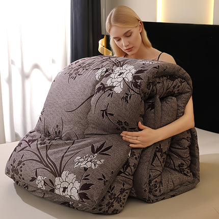 1pc Luxury Dark Grey Purple Floral Bedspread