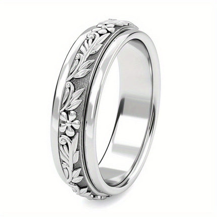 Retro Embossed Pattern Ring Minimalist And Versatile For Women