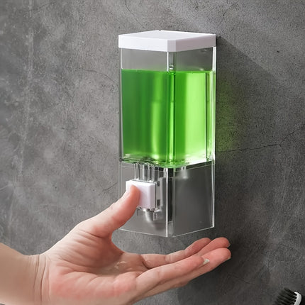 JUEMEL 1pc Home Transparent Wall-mounted Manual Soap Dispenser, Without Drilling and Power Supply