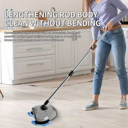 3-in-1 Manual Floor Cleaning System | Push Broom, Mop & Dustpan Combo for Hard Floors | Durable Plastic | Ideal for Bedrooms, Kitchens, Living Rooms | Efficient Sweeping and Easy Storage, Manual Cleaning System | Practical Cl