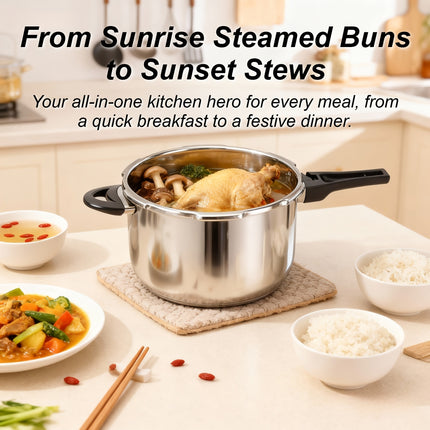 Certified HCX Stainless Steel Pressure Cooker: Multi-Protection, Fast & Energy-Saving Cooking