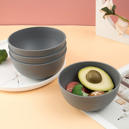 32pcs Grey Wheat Cutlery, Durable Black Set Microwave And Dishwasher Safe Includes 16 Plates, 8 Bowls