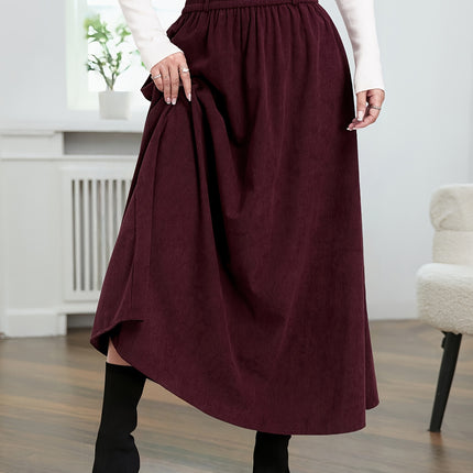 Women'S Casual High-Waisted A-Line Skirt, Thick And Versatile Long Pleated Umbrella Skirt.