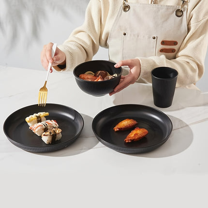 42/56pcs Dinnerware Sets,Plates and Bowls Sets for 6/8-Unbreakable,Plastic Dish Set-Dinner Plate