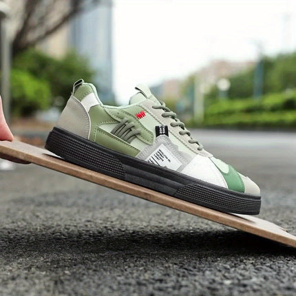 Men's Vibrant Breathable Fabric Casual Skate Shoes - Slip-, Comfort Lace Up Sneakers