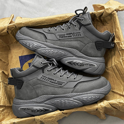 Men'S Height-Boosting Thick-Soled Sneakers Anti-Slip Rubber Sole, Lace-Up Closure, Cushioned Insole