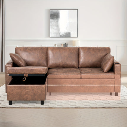 ACMEASE 84-inch L-Shaped Adjustable Back Sofa Bed with Storage Tatami