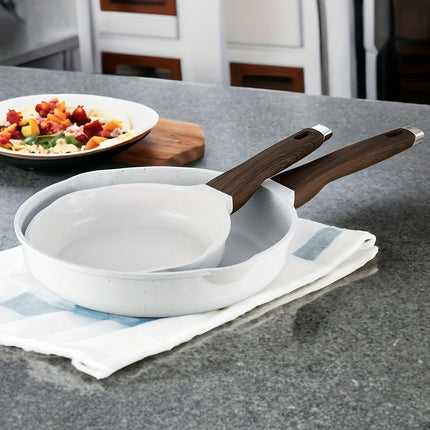 13pcs Pots and Pans Set, Nonstick White Granite Set, Cookware Sets Suitable for Gas, Electric