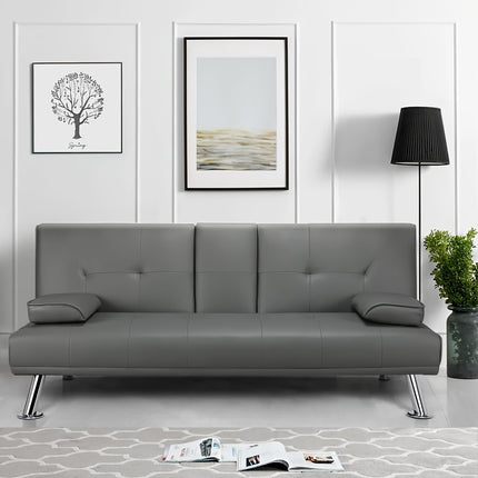 Futon Sofa Bed, Convertible Couch Bed Loveseat, Modern Futon Recliner Sleeper, Small Lazy Futon