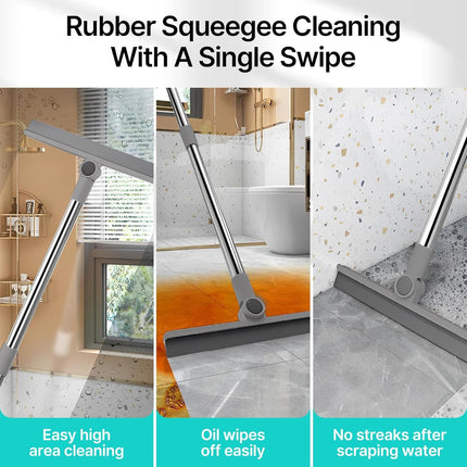 4-in-1 Multifunctional Broom and Dustpan Combo with Squeegee & Brush Attachments