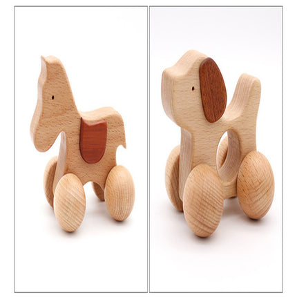 Baby Dog Shape Ecofriendly Wooden Car Infant Cartoon Animal Puzzle Toys Child Learning Educational Blocks DIY Craft