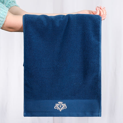 1pc Premium Embroidered Crown Towel - Soft, Absorbent, Non-Fade Cotton Material in Beige & White