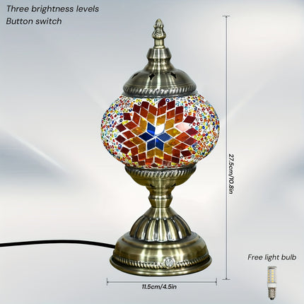 1pc Turkish-Moroccan Mosaic Usb-Powered Table Lamp - Bohemian Stained Glass Nightlight